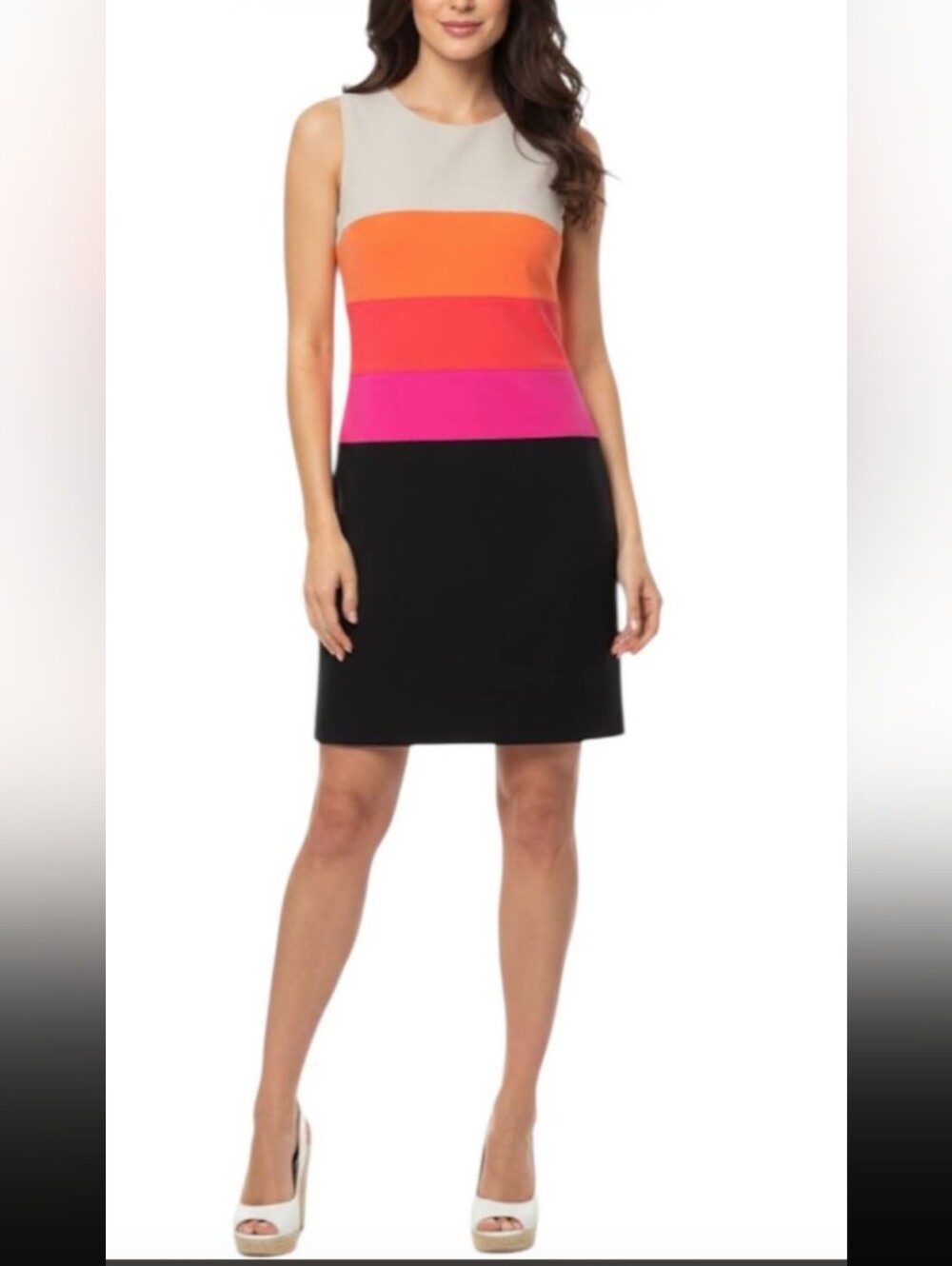 NWOT Calvin Klein Colorblock A-Line Sleeveless Dress - Size 8